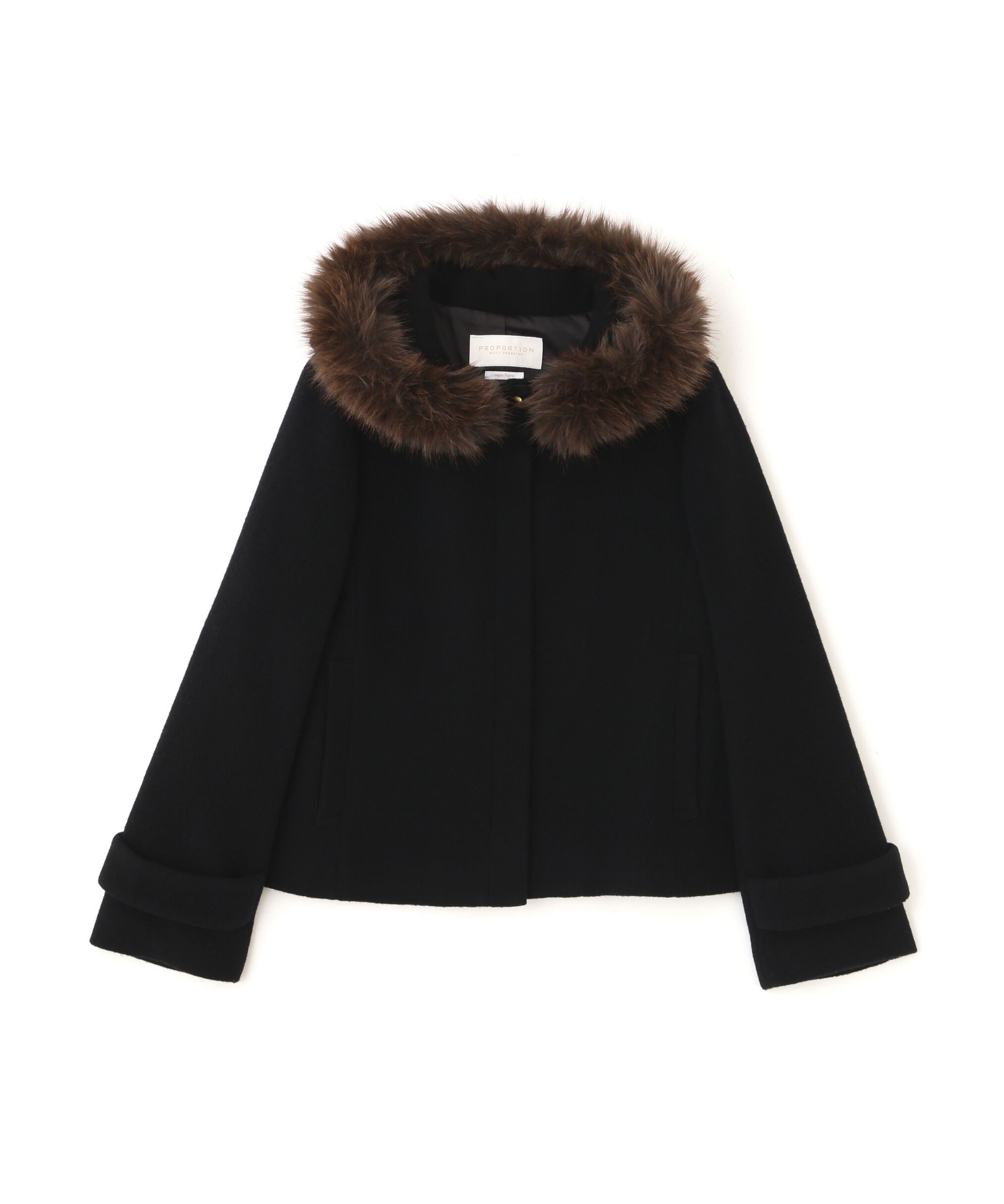 PROPORTION BODY DRESSING「モッサフードフェイクファーショートコート 25AW」|ブルゾン・スタジャン|