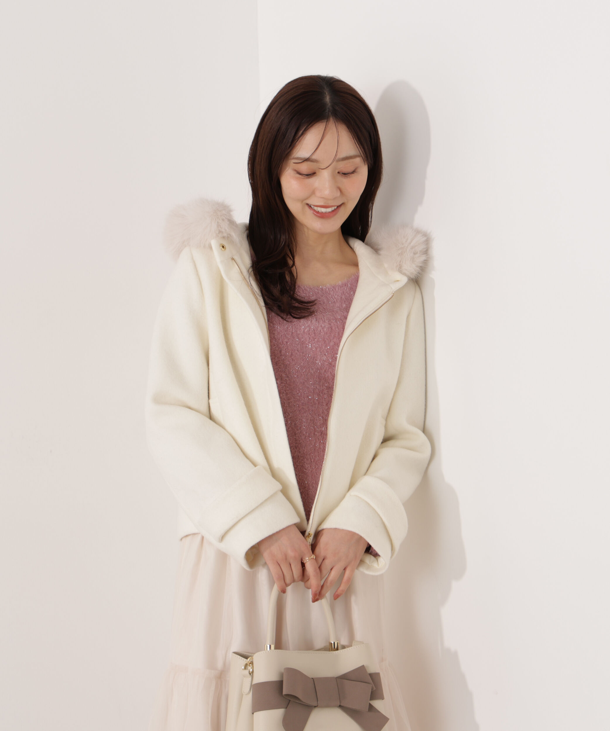 PROPORTION BODY DRESSING「モッサフードフェイクファーショートコート 25AW」|ブルゾン・スタジャン|