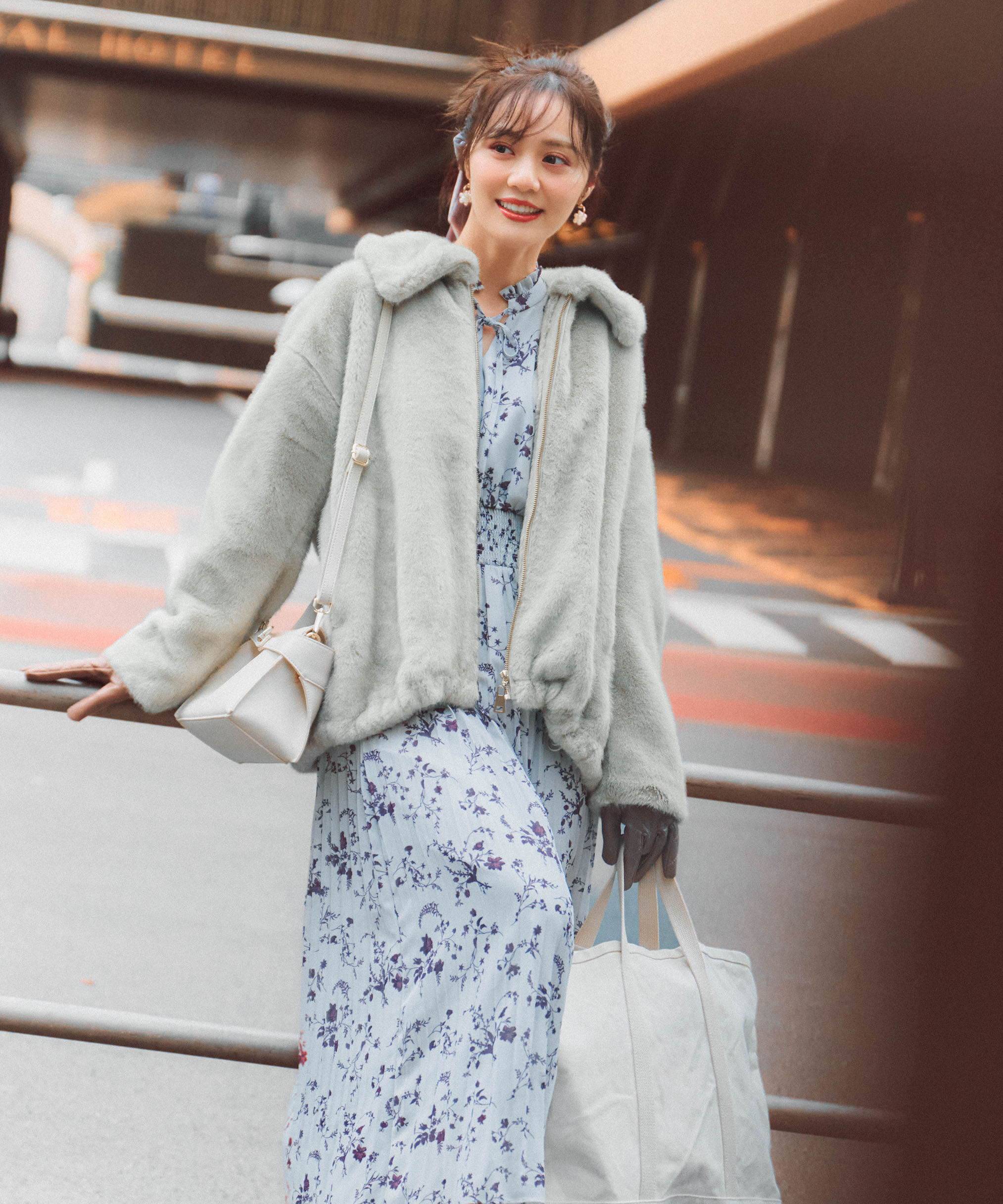 PROPORTION BODY DRESSING「花柄プリーツワンピース 25AW」|ワンピース|