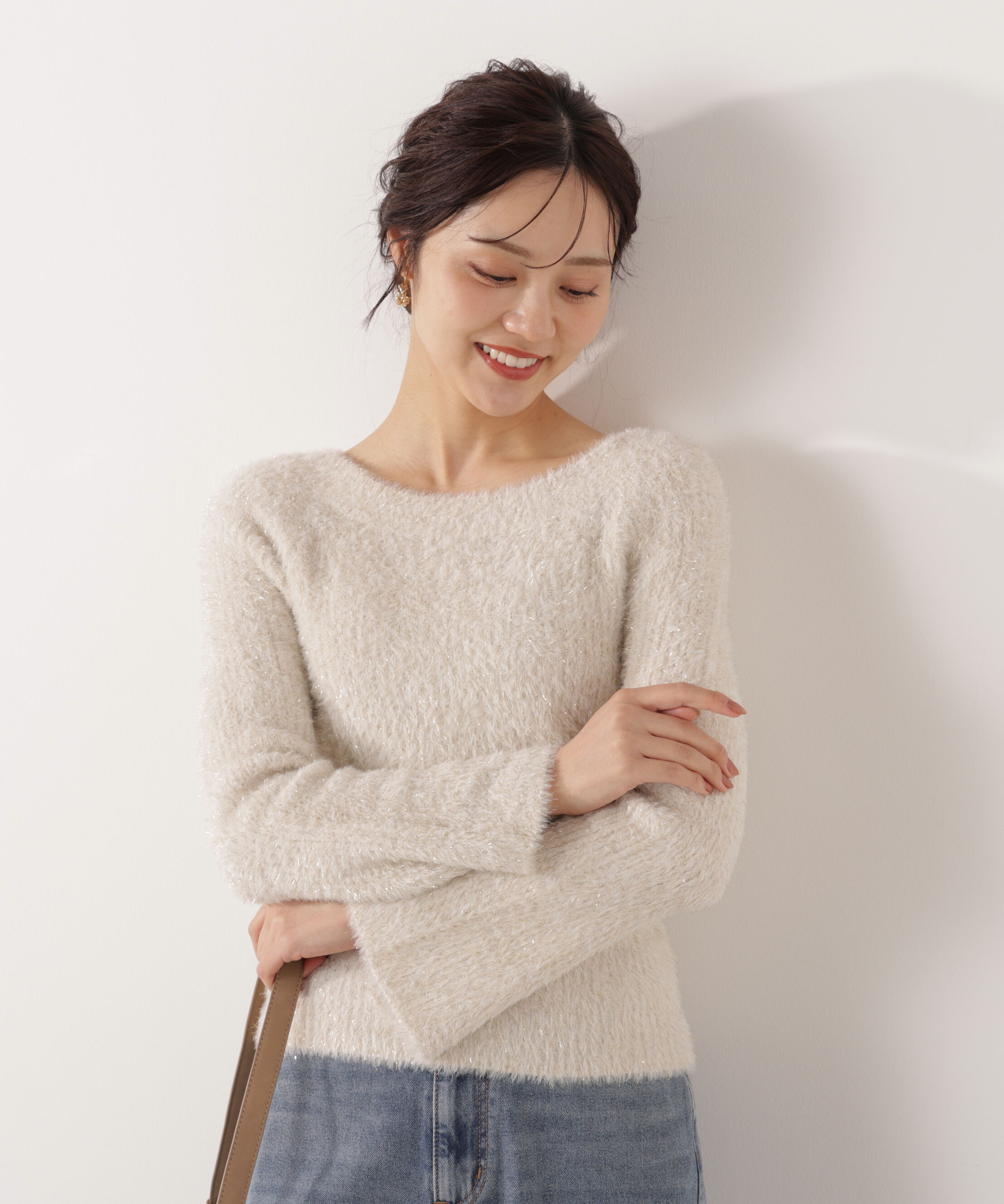 PROPORTION BODY DRESSING「ラメフェザーボートネックニット 26SS」|ニット・セーター|