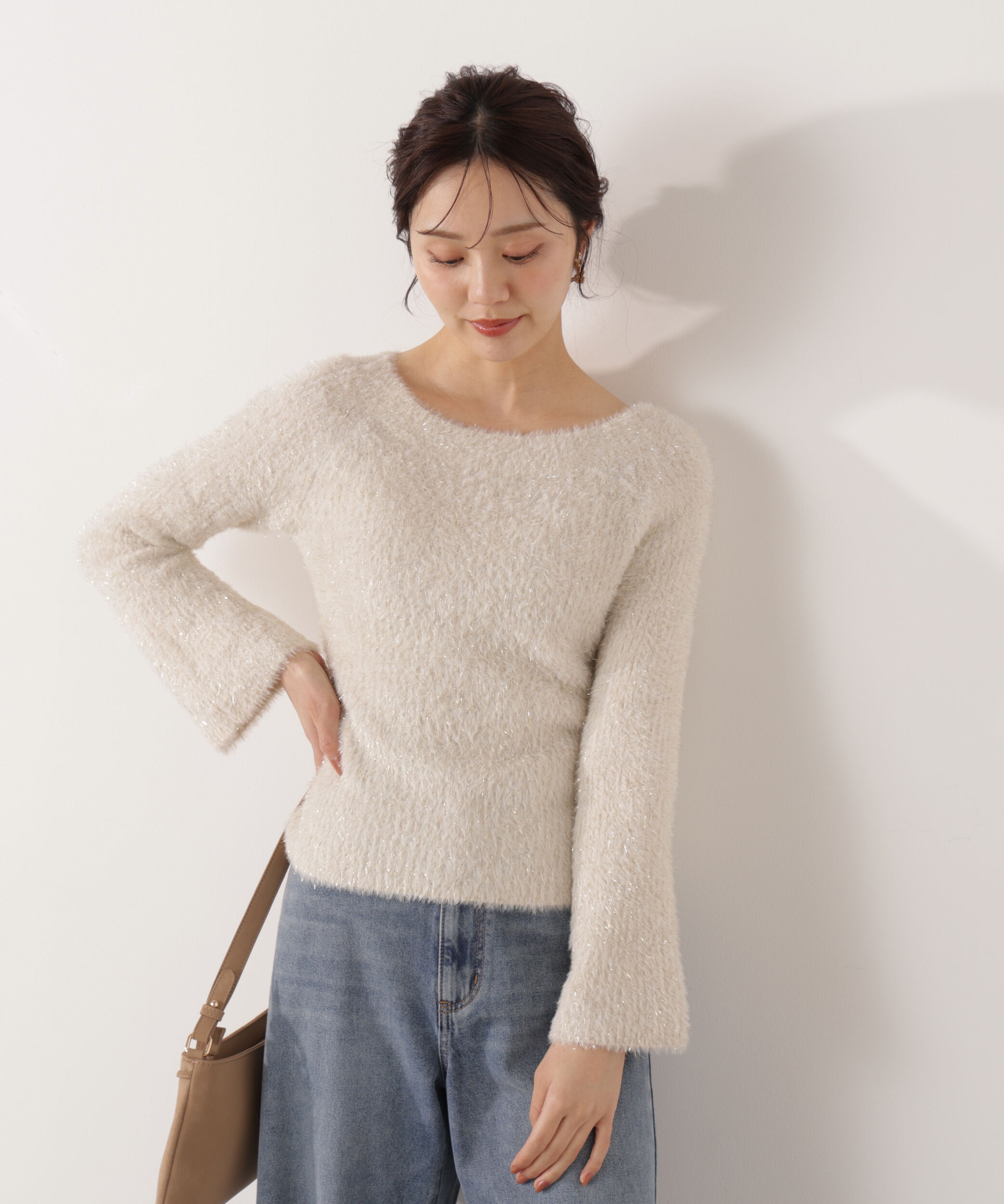 PROPORTION BODY DRESSING「ラメフェザーボートネックニット 26SS」|ニット・セーター|