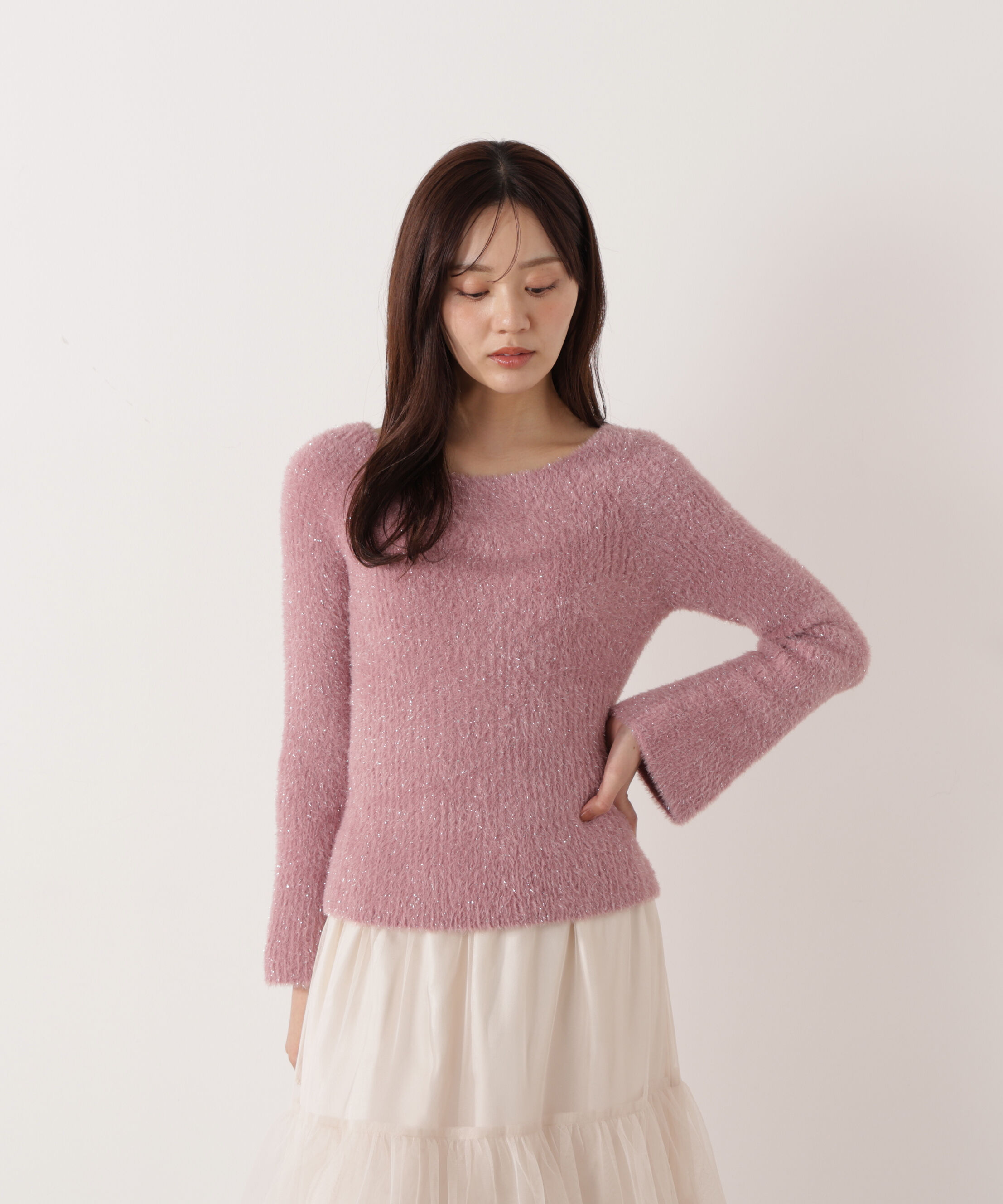 PROPORTION BODY DRESSING「ラメフェザーボートネックニット 26SS」|ニット・セーター|