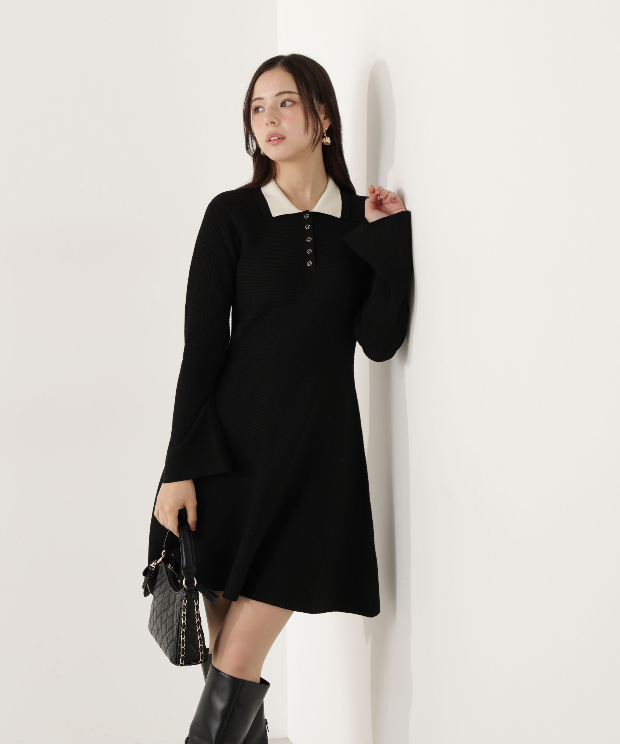 PROPORTION BODY DRESSING「《EDIT COLOGNE》ポロミニニットワンピース」|ワンピース|