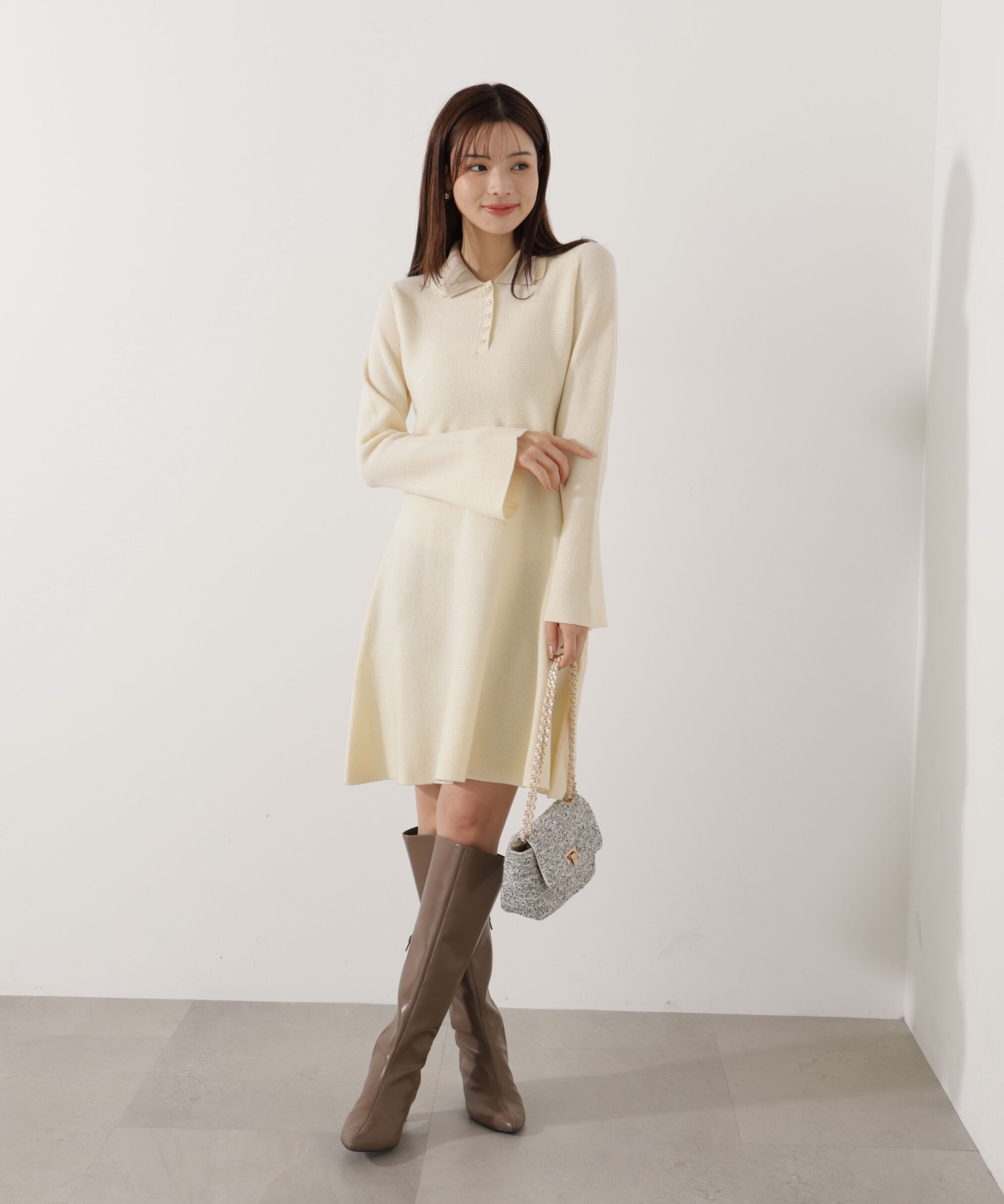 PROPORTION BODY DRESSING「《EDIT COLOGNE》ポロミニニットワンピース」|ワンピース|