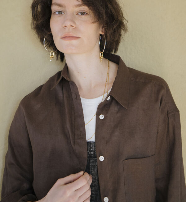 Doux archives「Ｆｌａｘリネンシャツ」|シャツ・ブラウス|BROWN