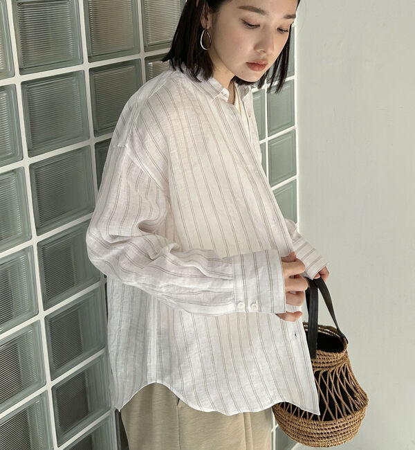 Doux archives「Ｆｌａｘリネンシャツ」|シャツ・ブラウス|WHITE/BEIGE