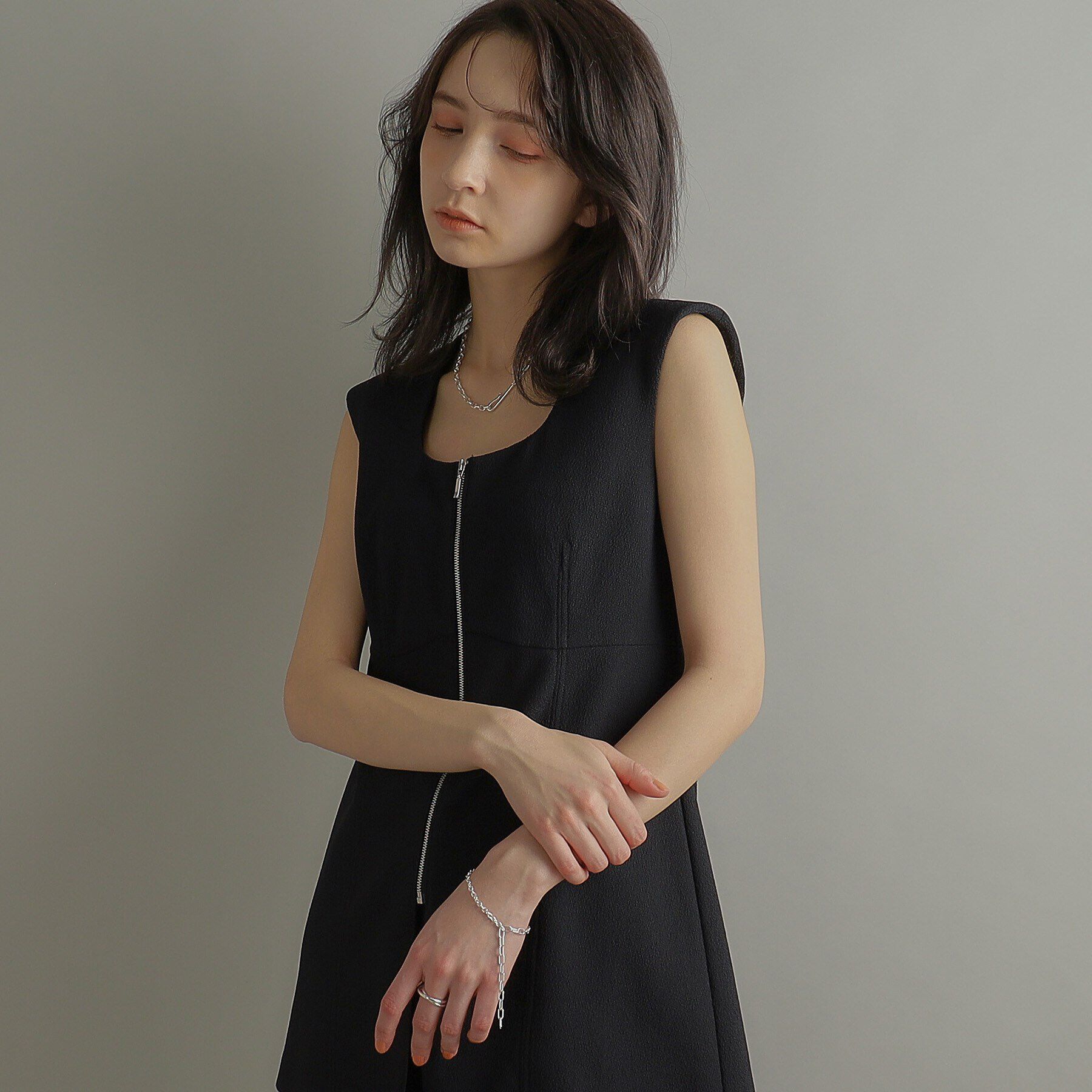 COCOSHNIK ONKITSCH「シルバー ハンギングミックスケーブルチェーン ブレスレット」|ブレスレット・バングル|