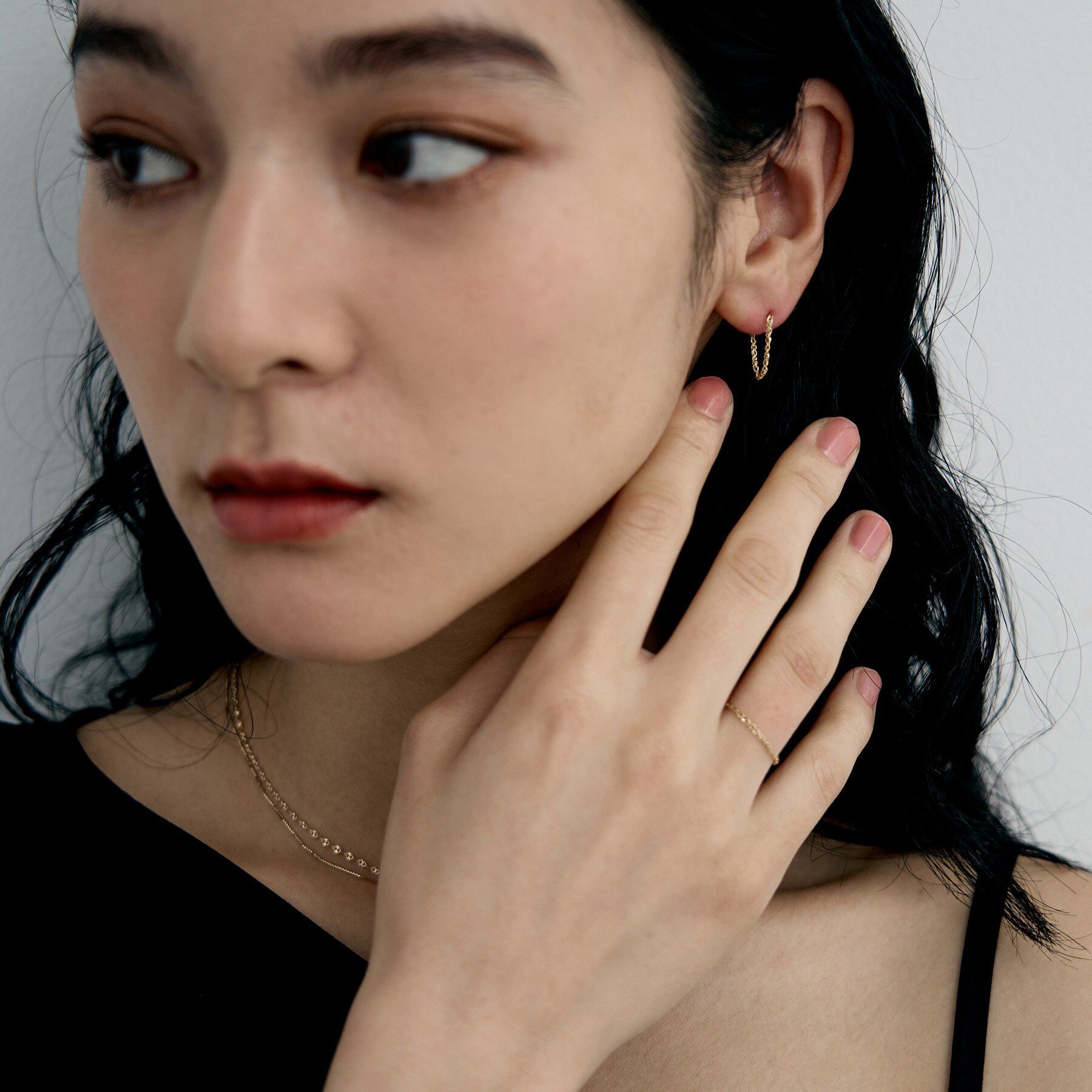 COCOSHNIK ONKITSCH「K10スクリューチェーン フープピアス」|ピアス|