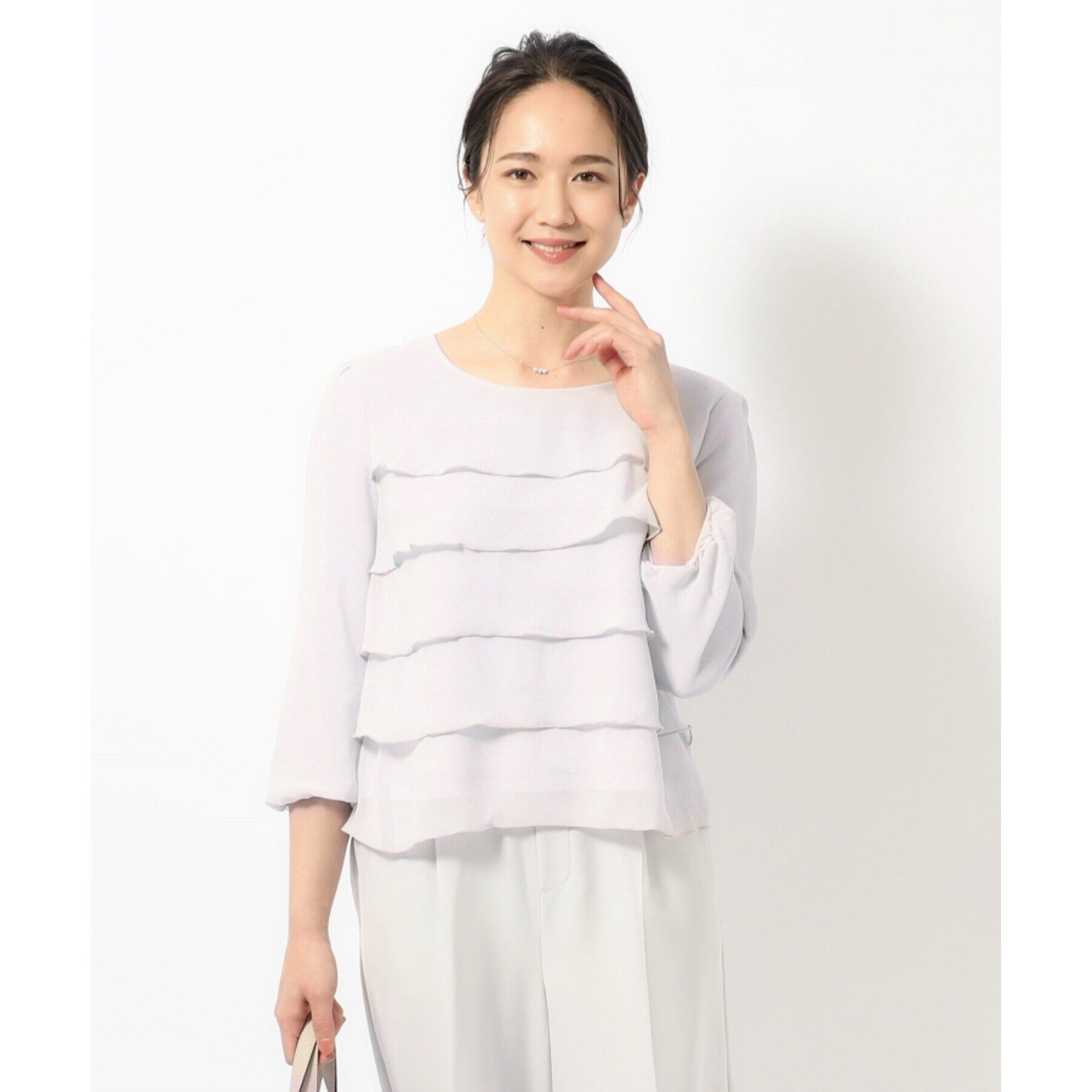 SHOO･LA･RUE「【S-4L/洗濯機可/ジャージ裏地】ティアードブラウス」|シャツ・ブラウス|