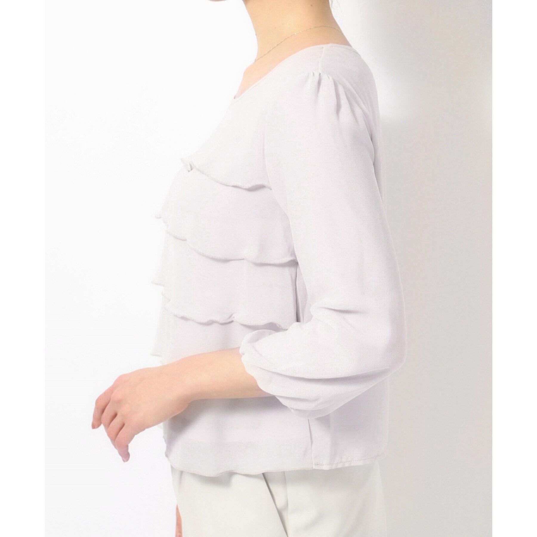 SHOO･LA･RUE「【S-4L/洗濯機可/ジャージ裏地】ティアードブラウス」|シャツ・ブラウス|