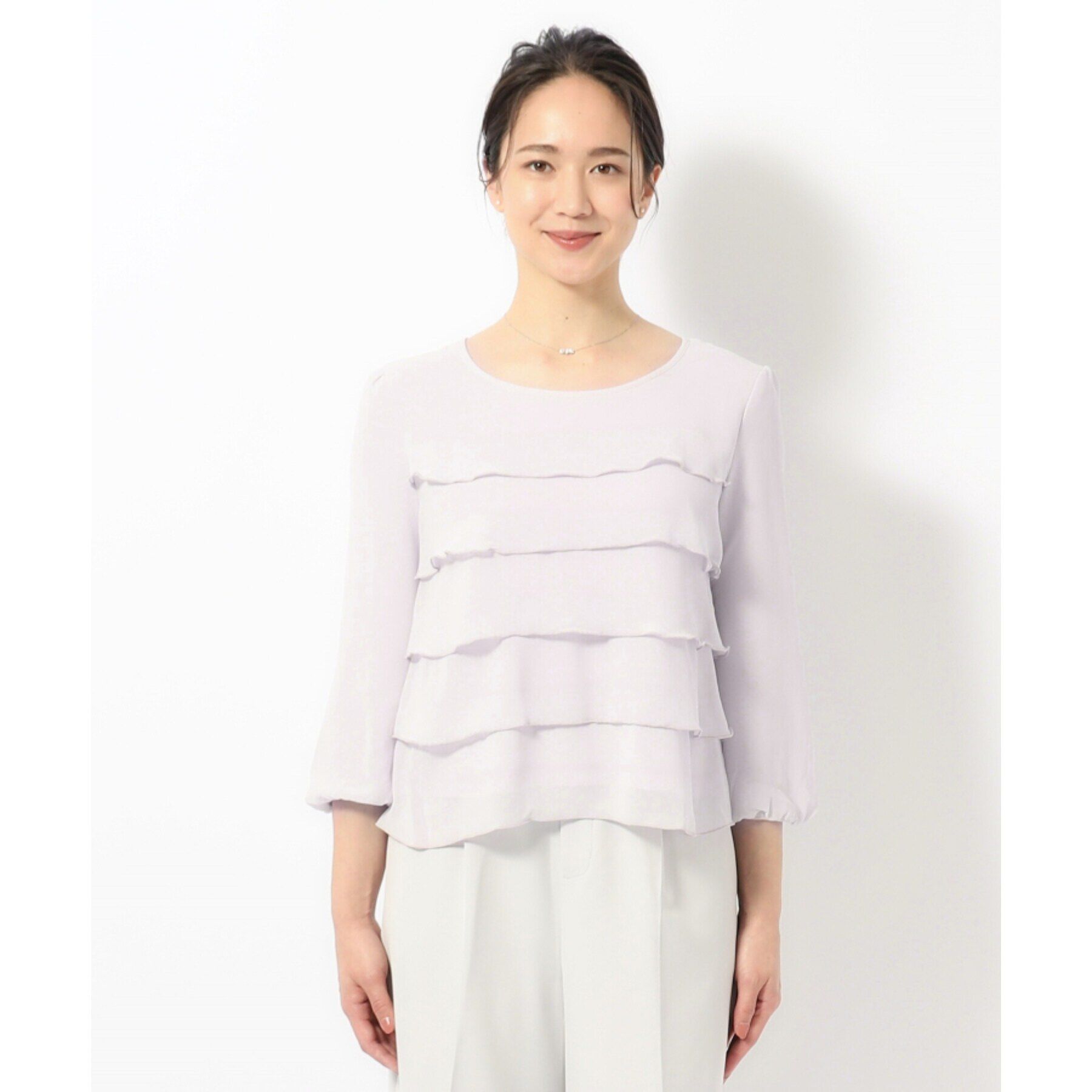 SHOO･LA･RUE「【S-4L/洗濯機可/ジャージ裏地】ティアードブラウス」|シャツ・ブラウス|