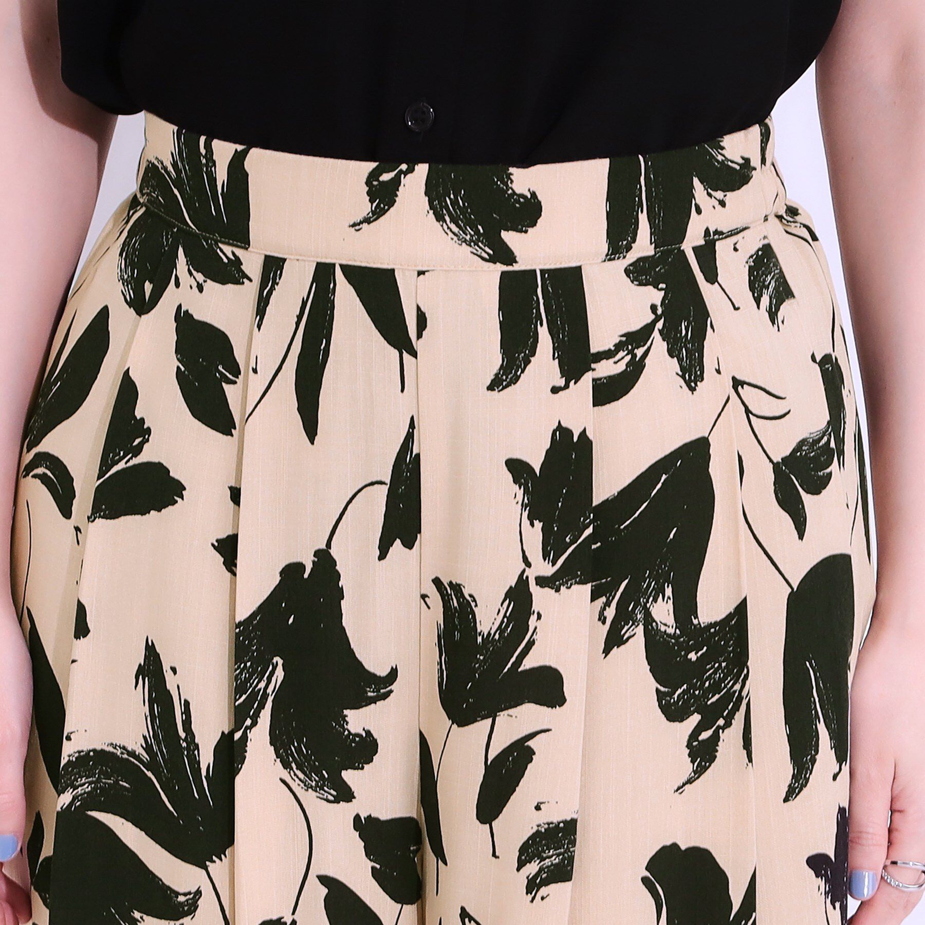 SHOO･LA･RUE「【S-LL/ひんやり】いつものコーデを華やかに 柄アソート 麻調ガウチョパンツ」|その他|