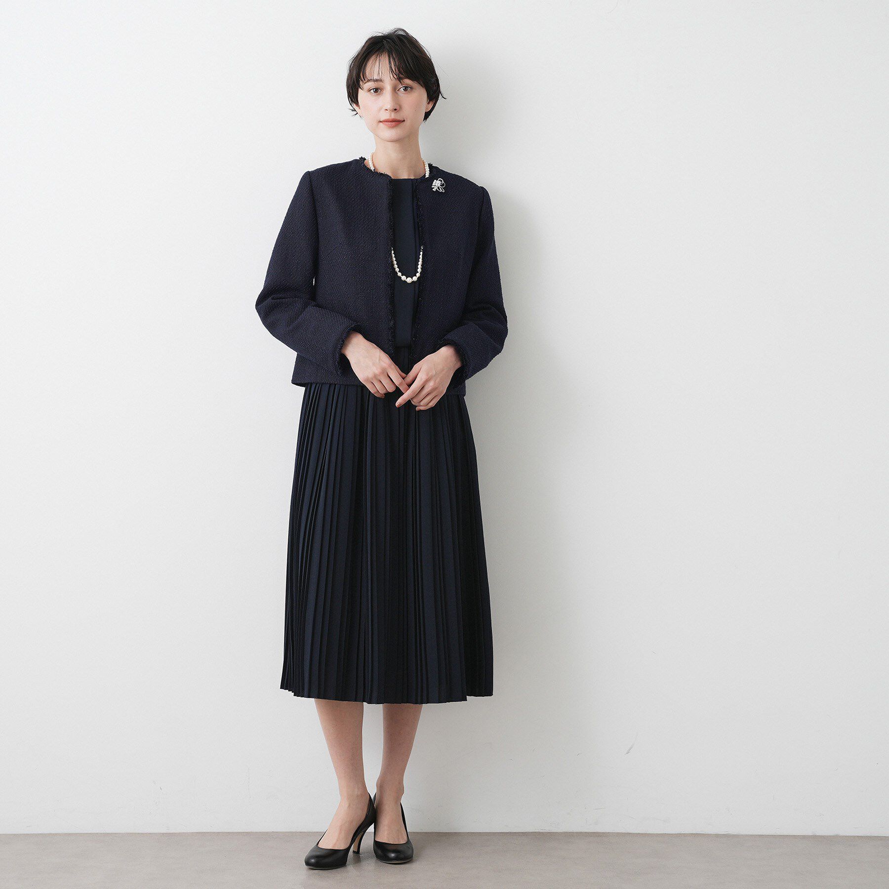 Dessin「【入卒/セレモニー】ツイードクルーネックジャケット」|ノーカラージャケット|