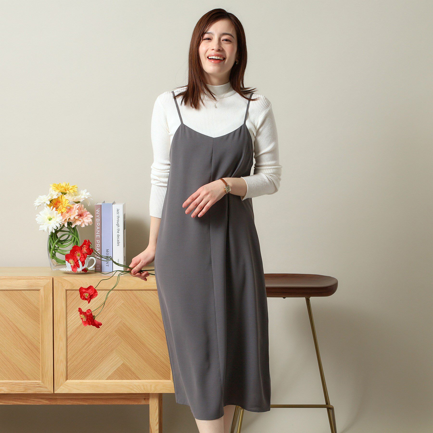 ITS&rsquo;DEMO「【手洗い可／シーズンレス】キャミワンピース」|ワンピース|チャコールグレー(0