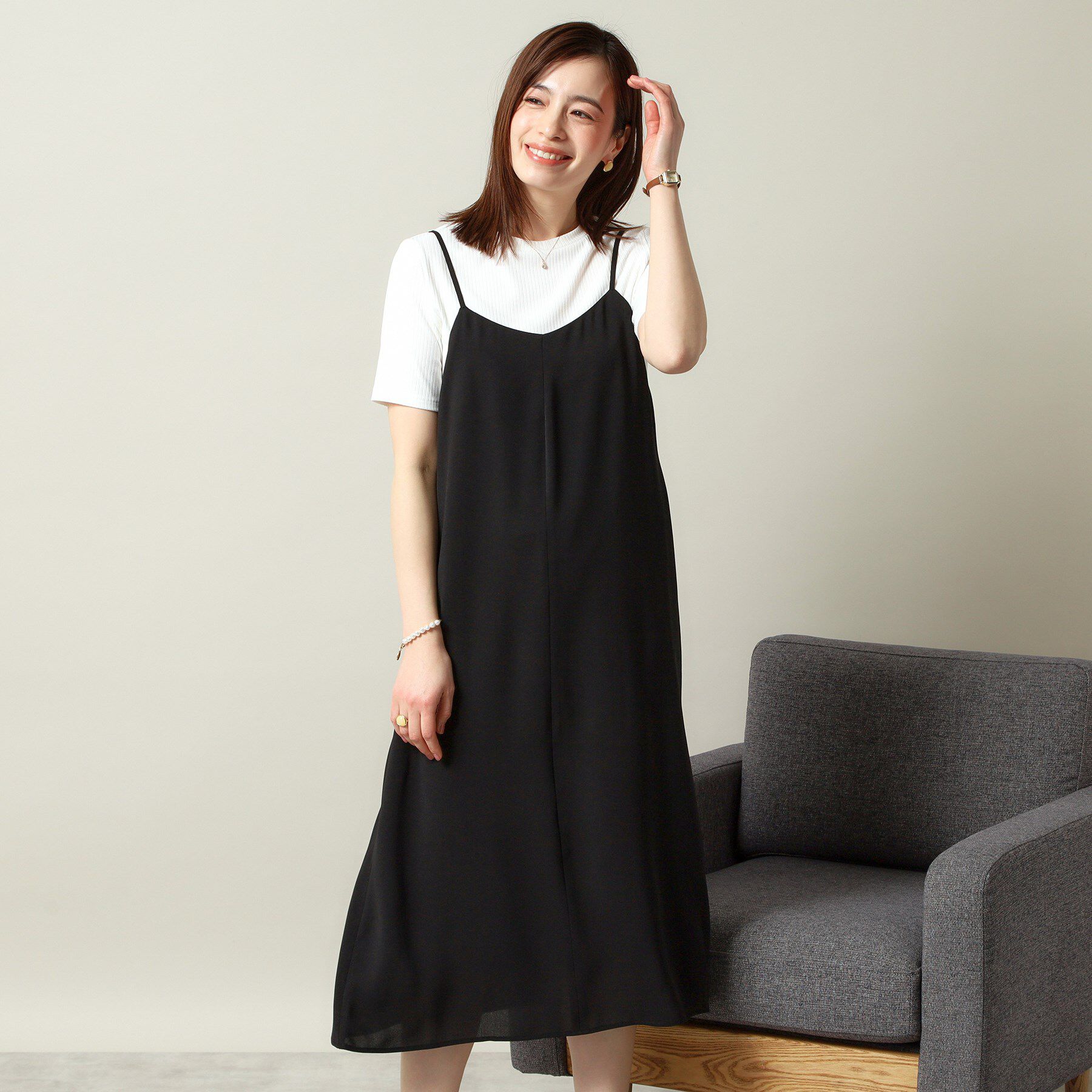ITS&rsquo;DEMO「【手洗い可／シーズンレス】キャミワンピース」|ワンピース|ブラック(019)