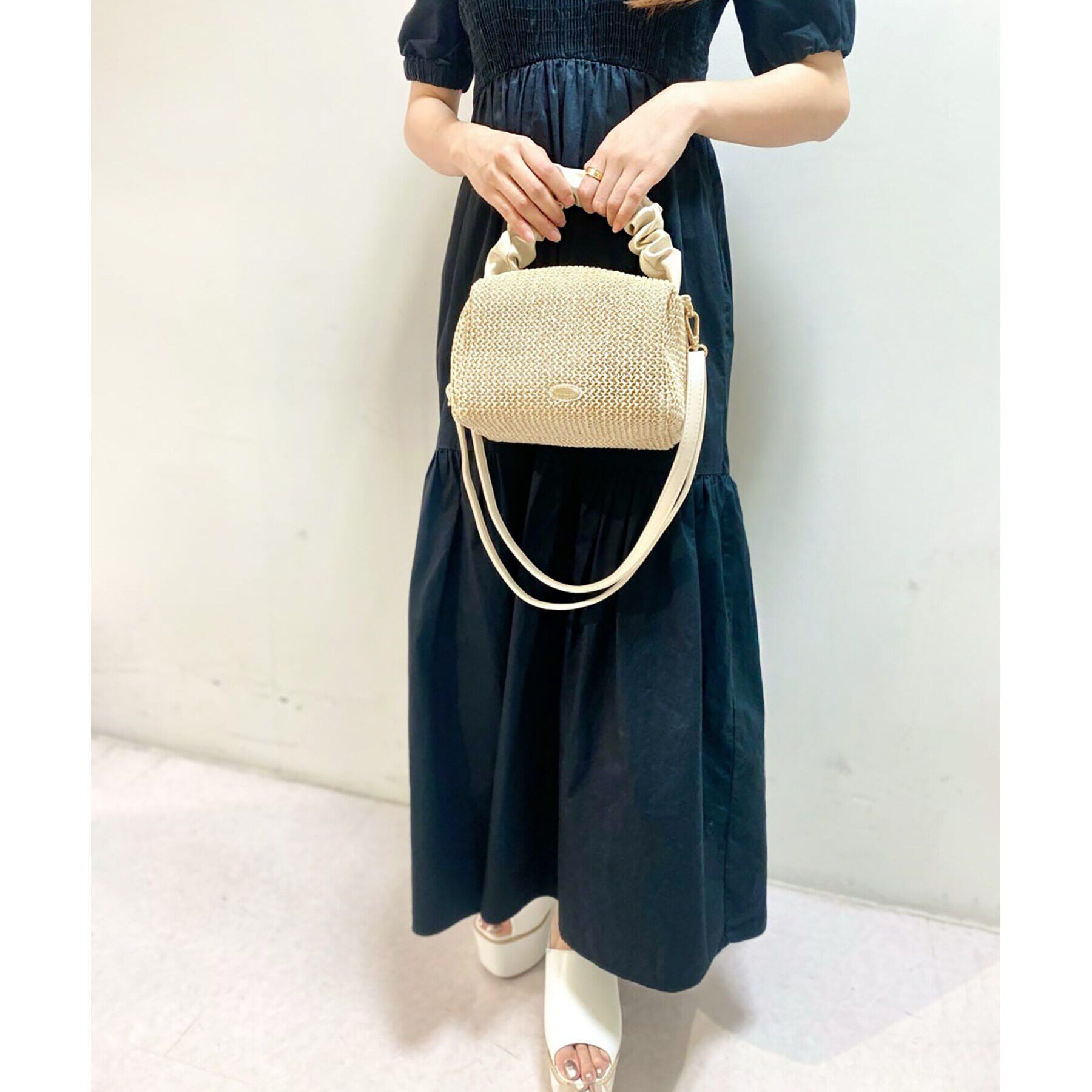 Ober Tashe「スクエア ギャザーハンドル カゴバッグ 2wayショルダーバッグ」|ショルダー・メッセンジャー|