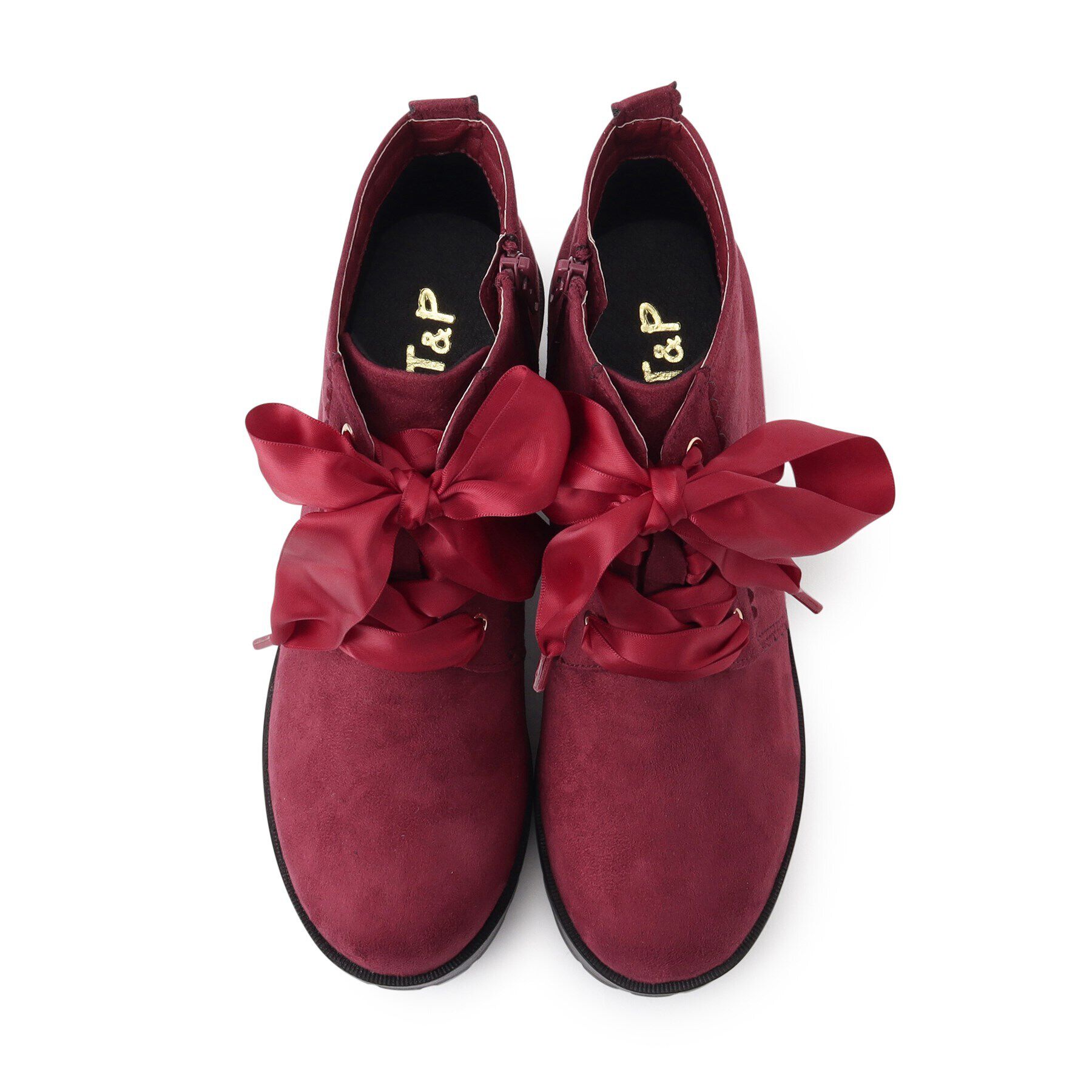 csT&P「厚底ガーリーレースアップフラワーカットブーツ」|ショートブーツ|