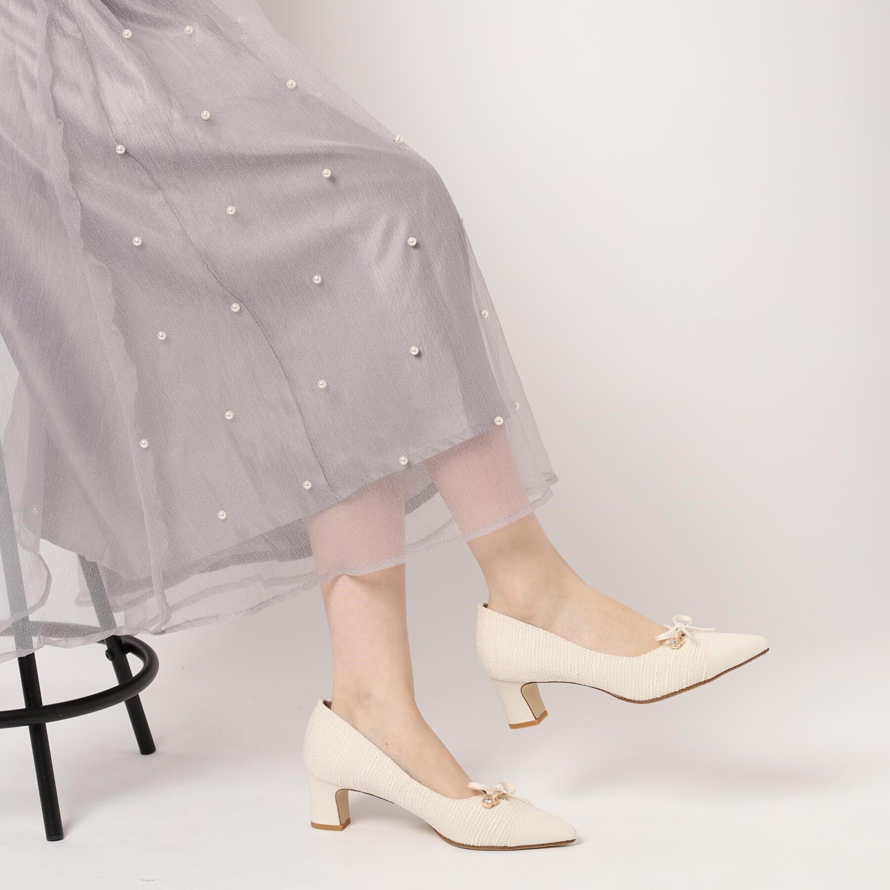 ESPERANZA「ビジューリボンポインテッドトゥパンプス」|パンプス|