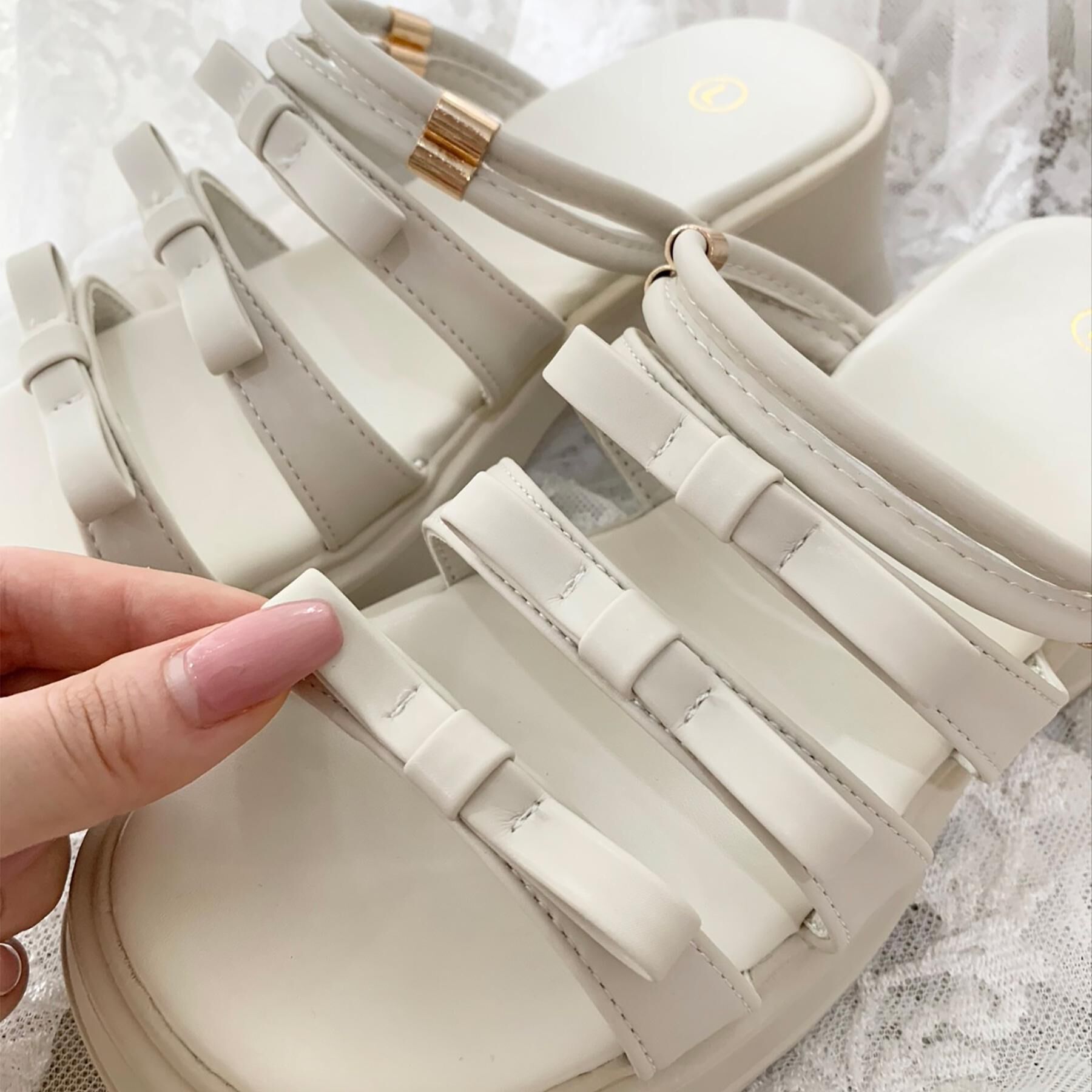 csT&P「3連リボンバレエコアサンダル」|サンダル|