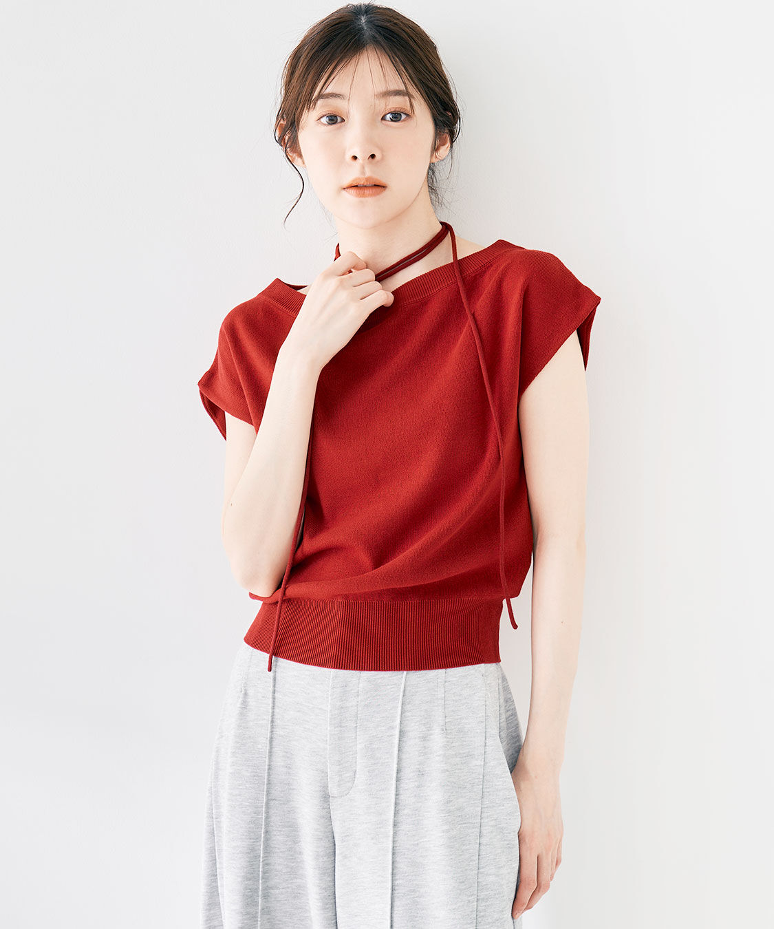 COCO DEAL「ワンショルダーニット」|ニット・セーター|レッド