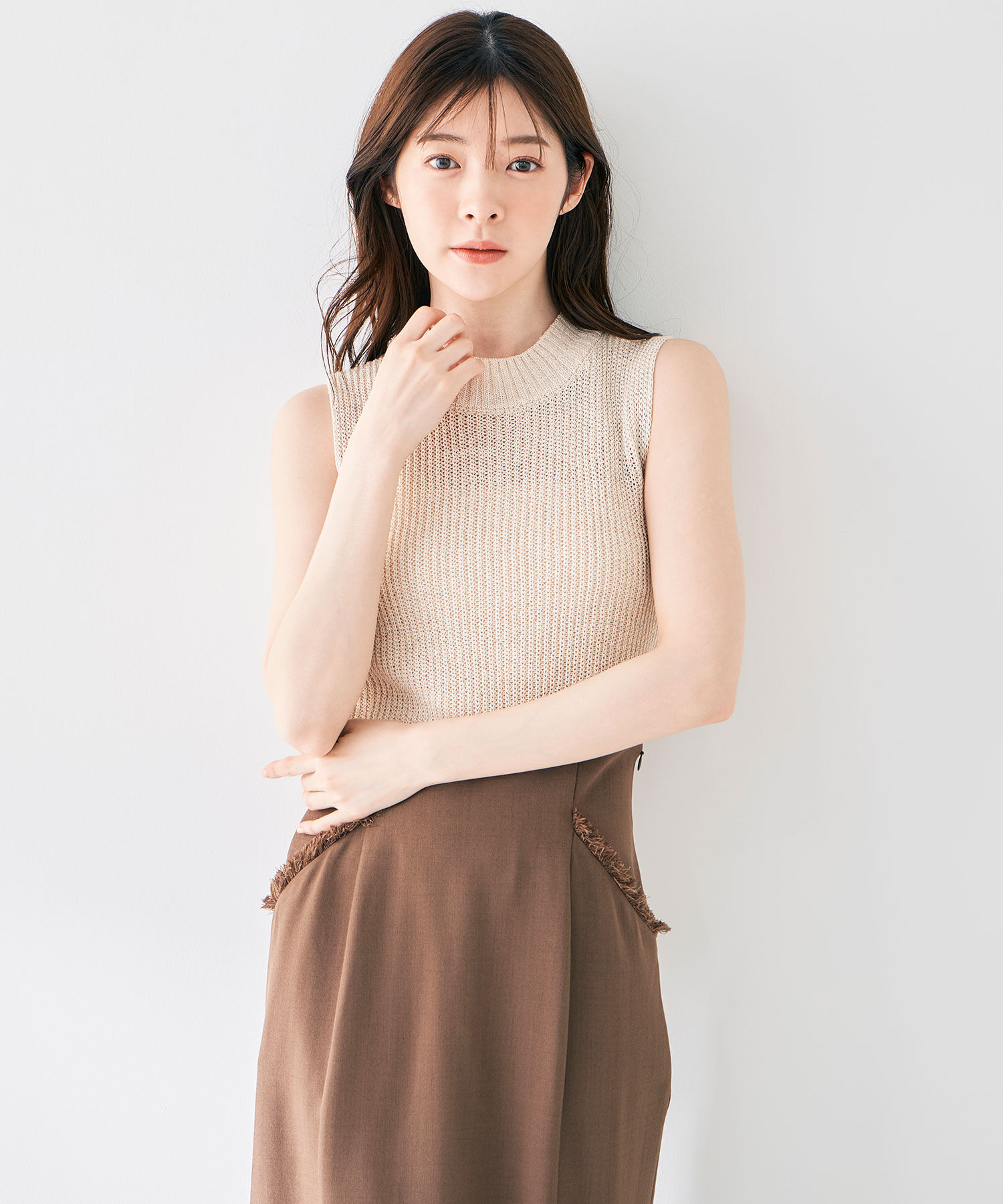 COCO DEAL「ラメアゼニット」|ニット・セーター|ピンクベージュ