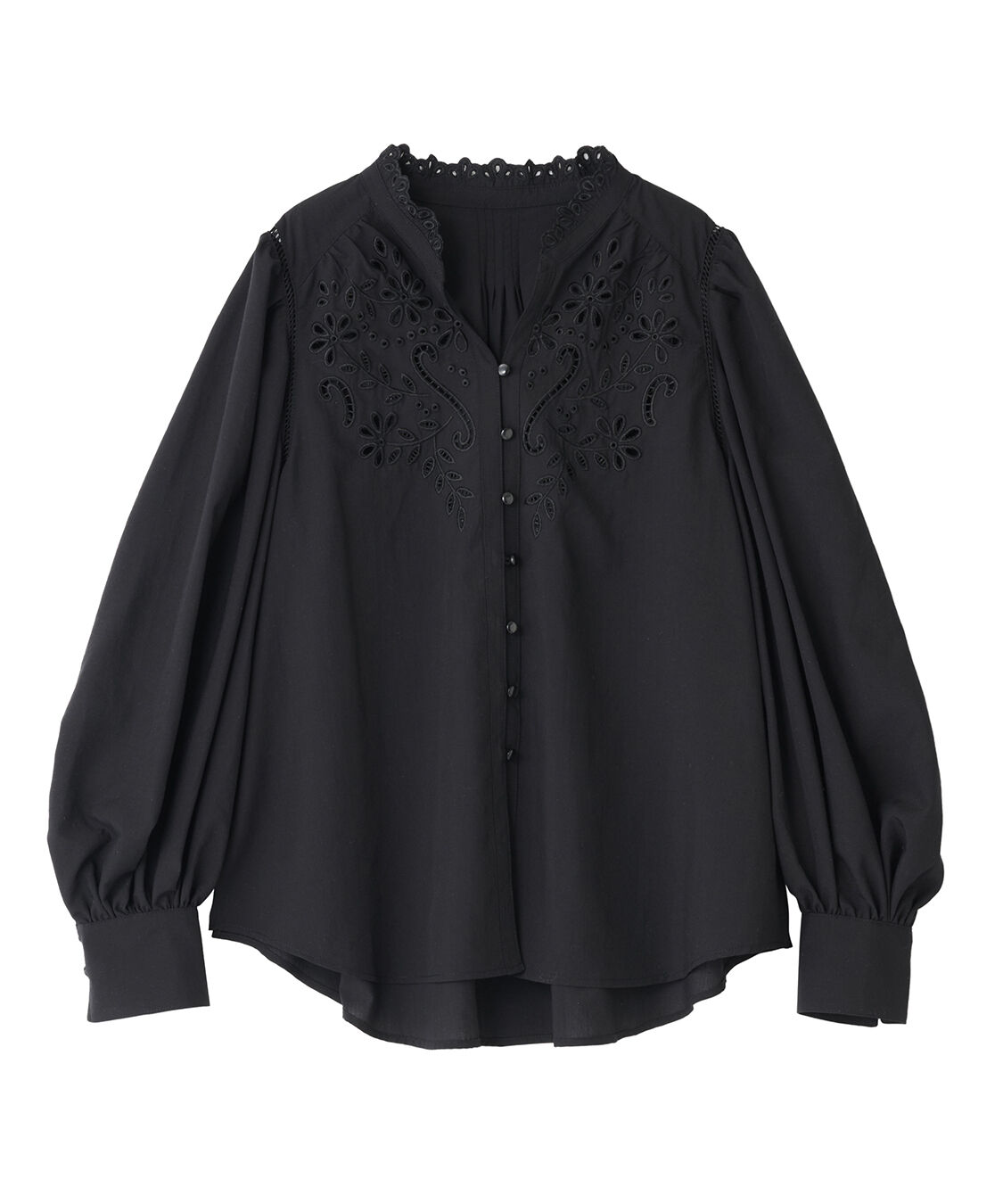 COCO DEAL「カットワーク刺繍ボリュームスリーブブラウス」|シャツ・ブラウス|ブラック