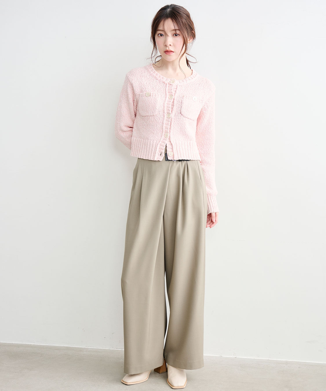 COCO DEAL「ベルトディテールアシメワイドパンツ」|スラックス|