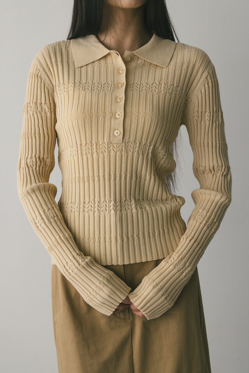 STYLEMIXER「アイレットリブニットポロ」|ニット・セーター|