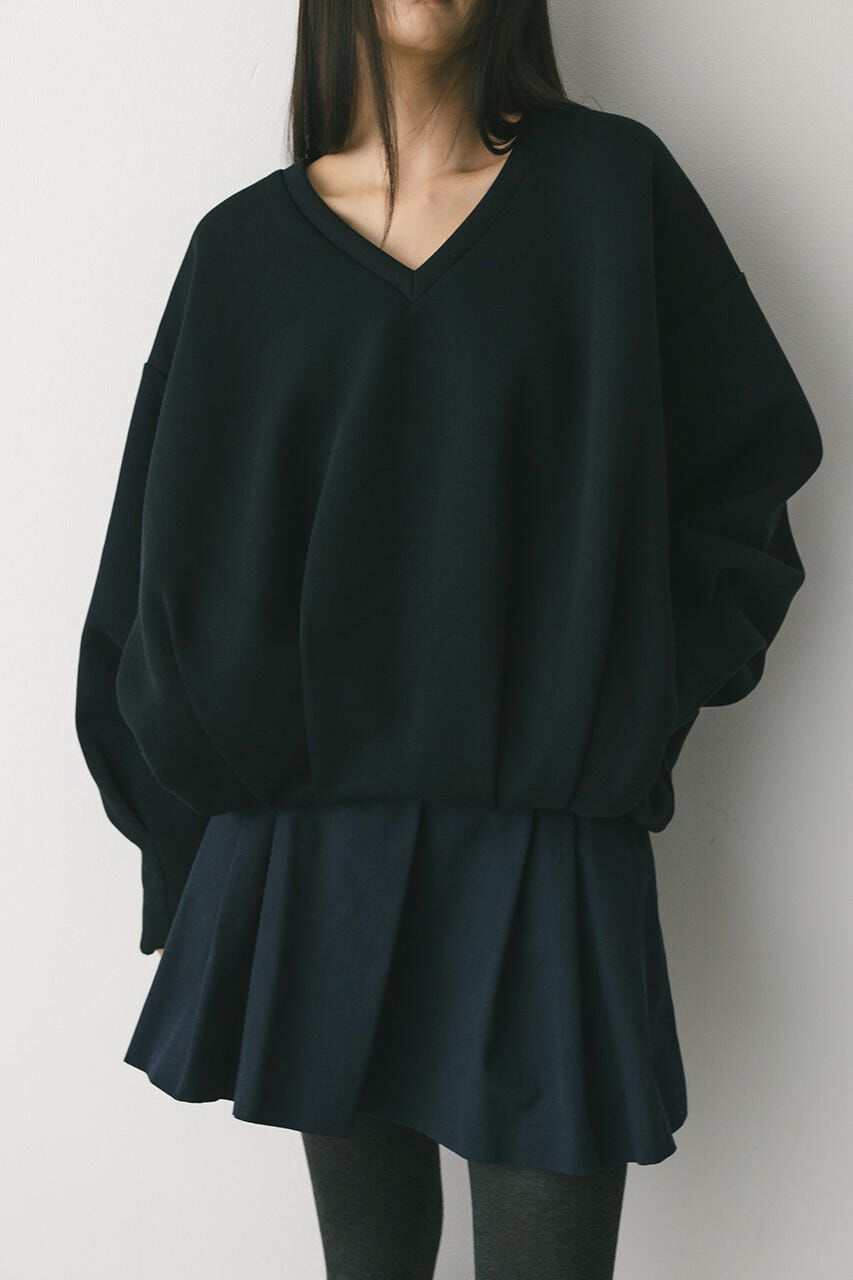 STYLEMIXER「Vネックフォルムダンボールトップ」|Tシャツ・カットソー|BLK