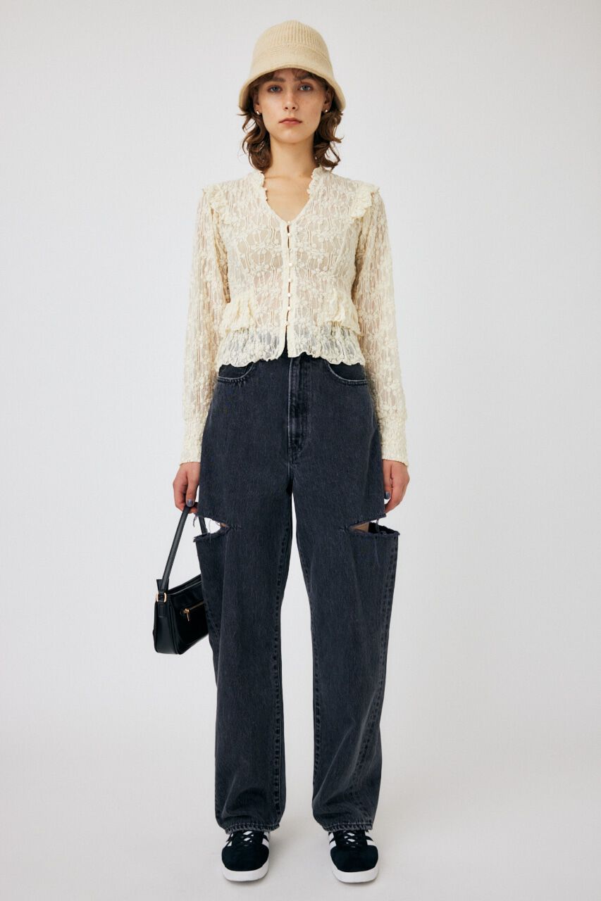 MOUSSY「RUFFLE LACY CUT ブラウス」|Tシャツ・カットソー|