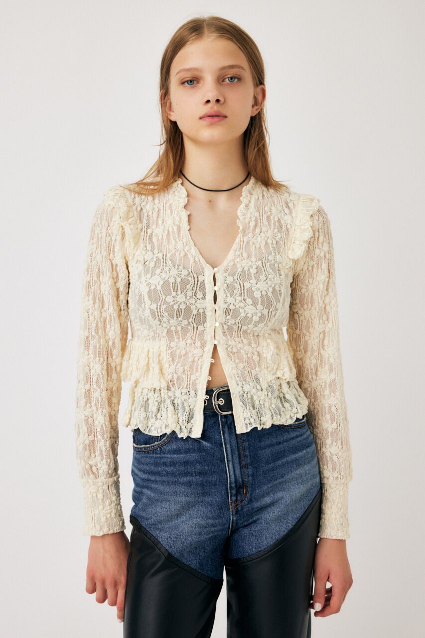 MOUSSY「RUFFLE LACY CUT ブラウス」|Tシャツ・カットソー|