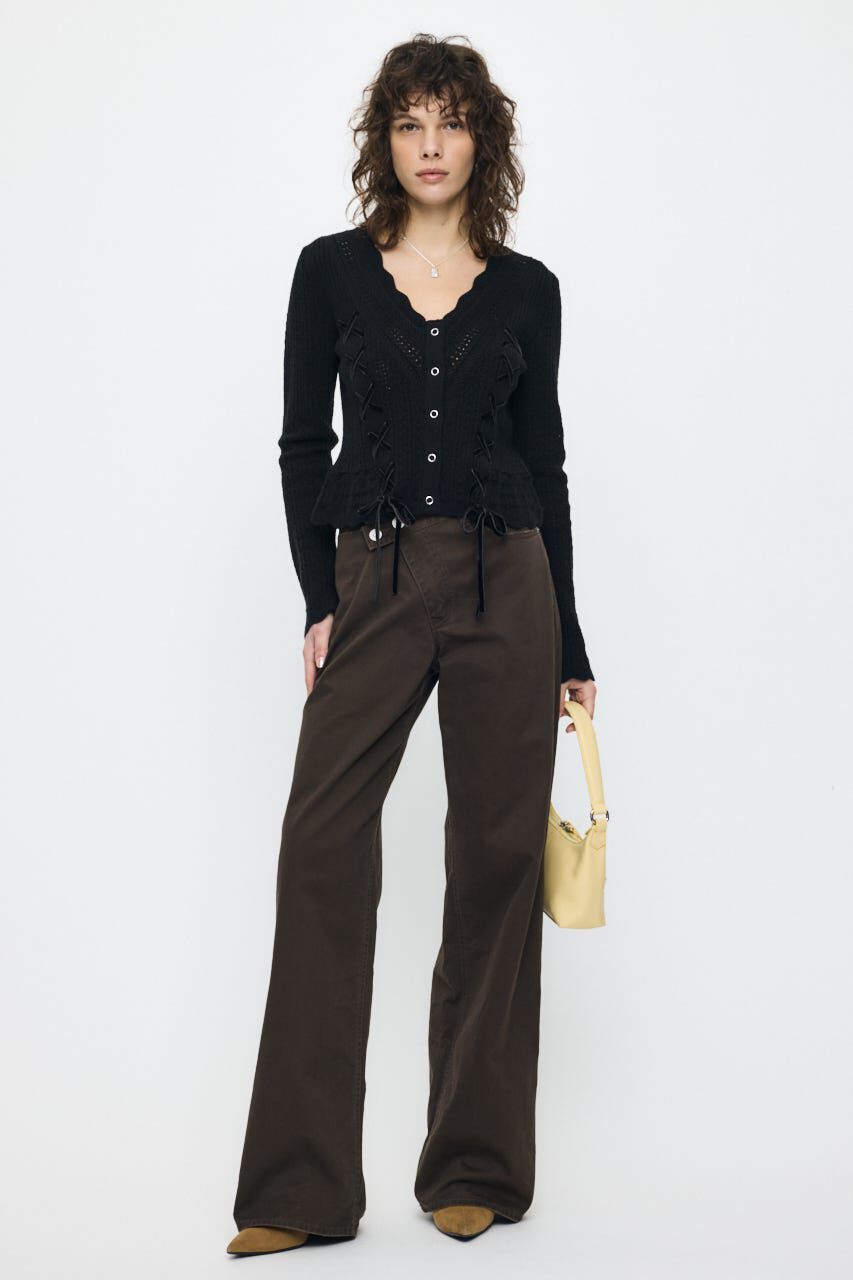 MOUSSY「LACE UP RIBBON カーディガン」|ニット・セーター|