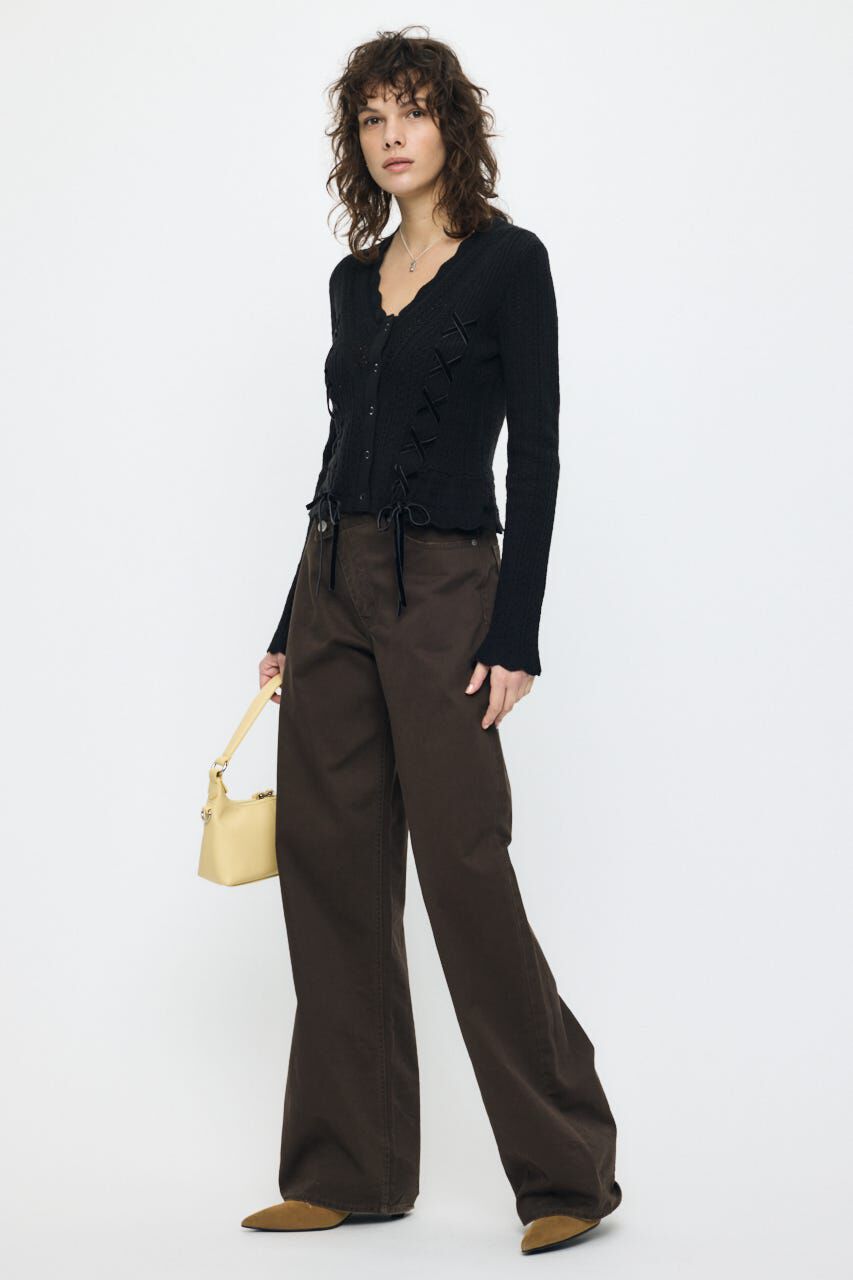 MOUSSY「LACE UP RIBBON カーディガン」|ニット・セーター|