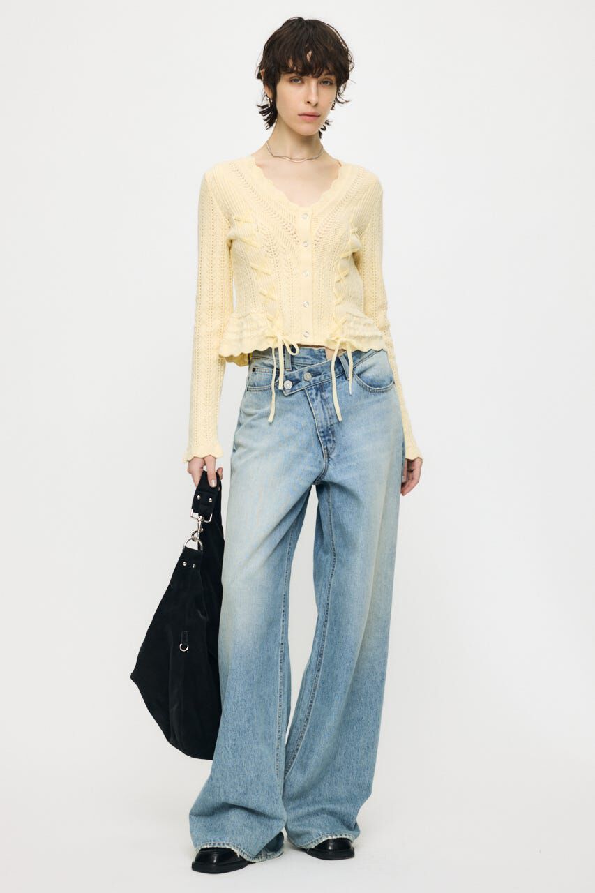 MOUSSY「LACE UP RIBBON カーディガン」|ニット・セーター|