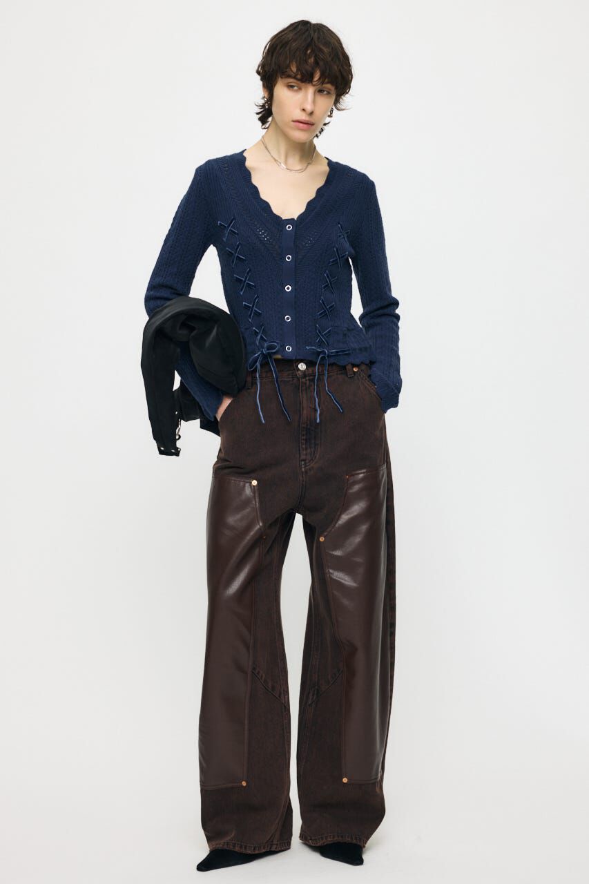 MOUSSY「LACE UP RIBBON カーディガン」|ニット・セーター|