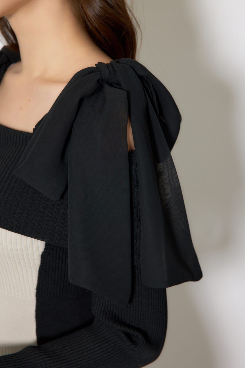 rienda「バイカラーオフショルリボンニットミニワンピース」|ワンピース|