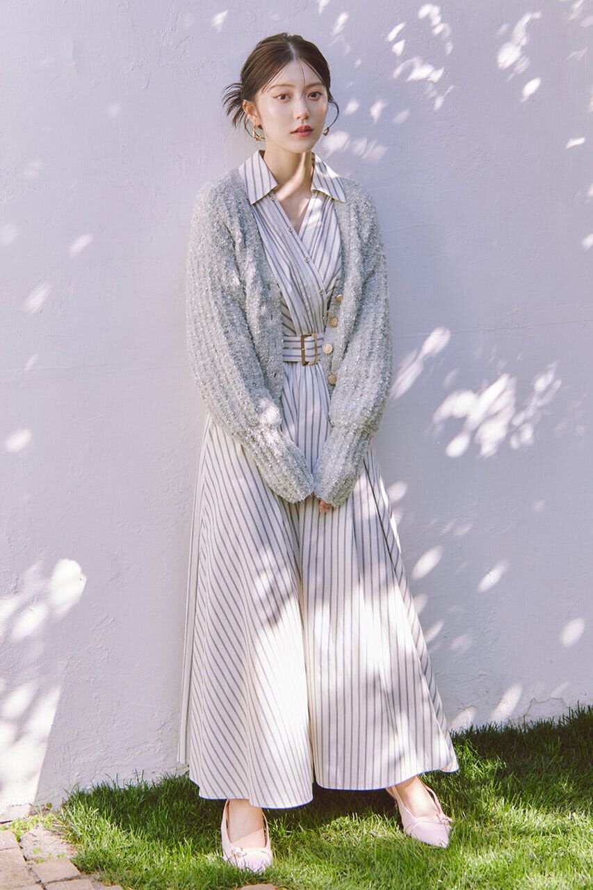 rienda「デザインボタンオフショルニットカーディガントップス」|ニット・セーター|