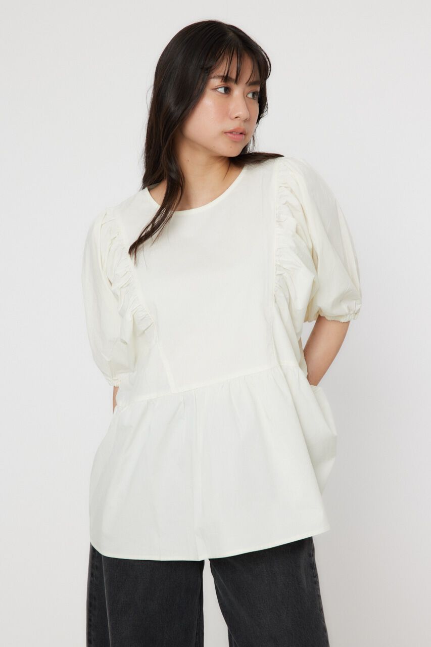 RODEO CROWNS「袖ボリュームペプラムトップス」|シャツ・ブラウス|O/WHT1