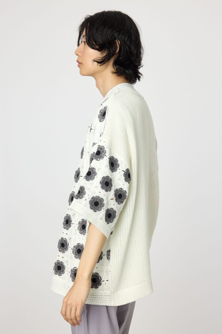 RODEO CROWNS「クロシェフラワー半袖ニットカーディガン」|カーディガン|