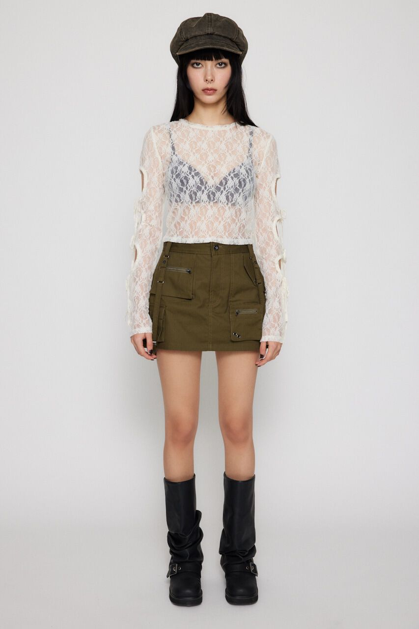 LAGUA GEM「FLOR LACE SLEEVE HOLE トップス」|Tシャツ・カットソー|