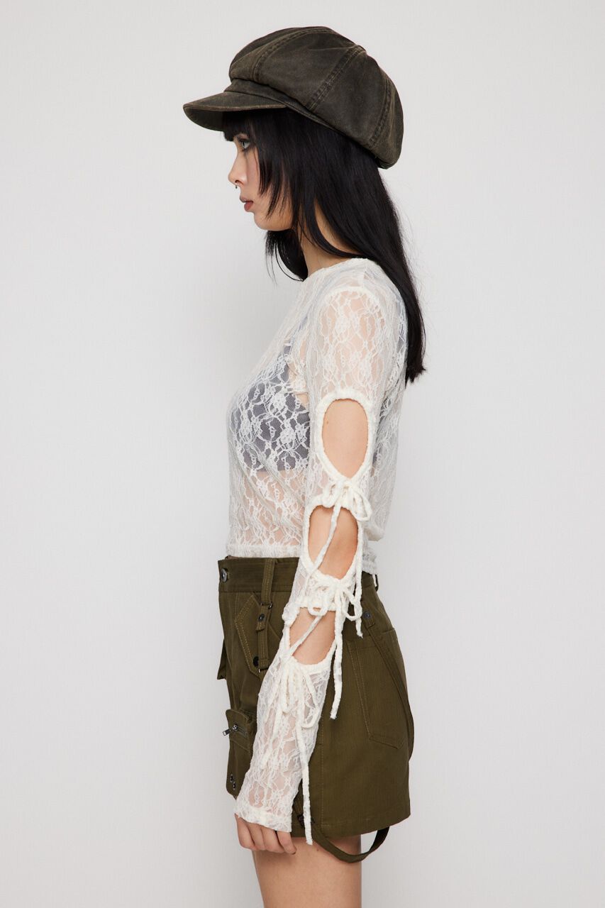 LAGUA GEM「FLOR LACE SLEEVE HOLE トップス」|Tシャツ・カットソー|