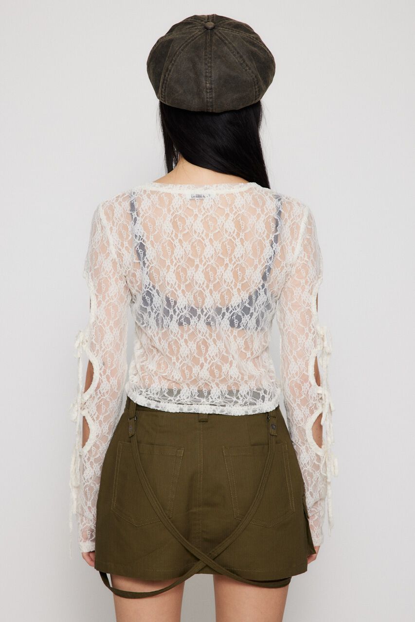 LAGUA GEM「FLOR LACE SLEEVE HOLE トップス」|Tシャツ・カットソー|