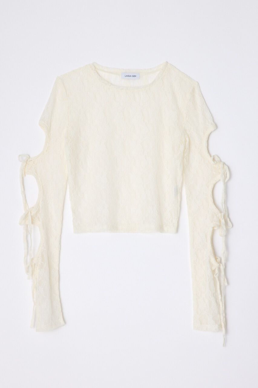 LAGUA GEM「FLOR LACE SLEEVE HOLE トップス」|Tシャツ・カットソー|