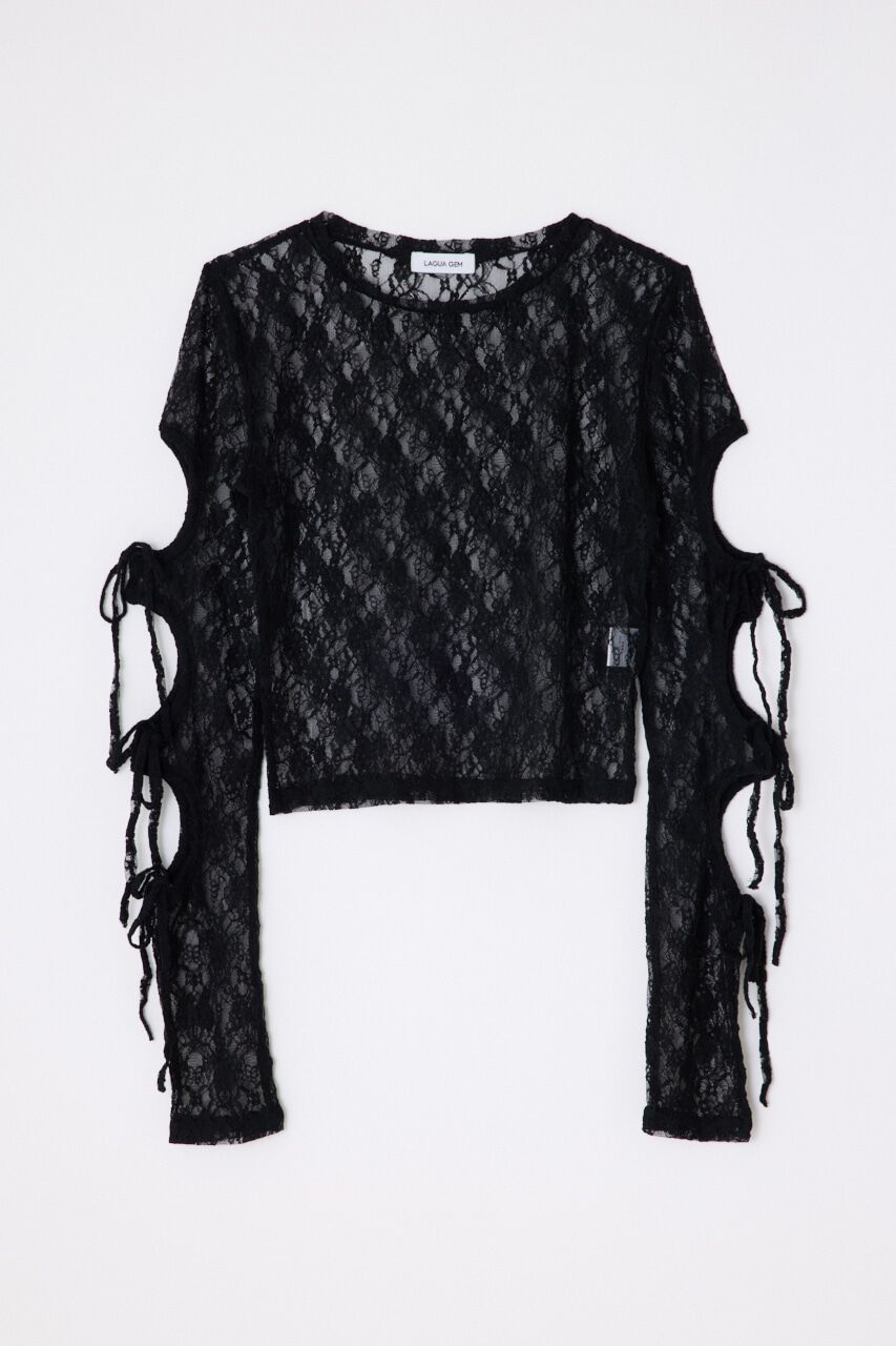 LAGUA GEM「FLOR LACE SLEEVE HOLE トップス」|Tシャツ・カットソー|