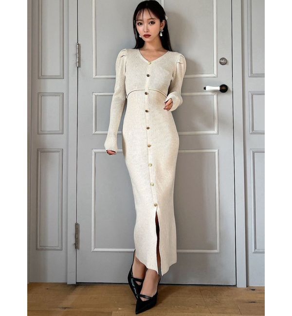RESEXXY「ゴールドボタンタイトニットワンピース」|ワンピース|
