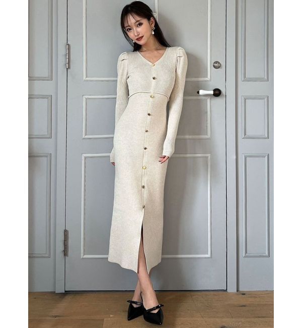 RESEXXY「ゴールドボタンタイトニットワンピース」|ワンピース|