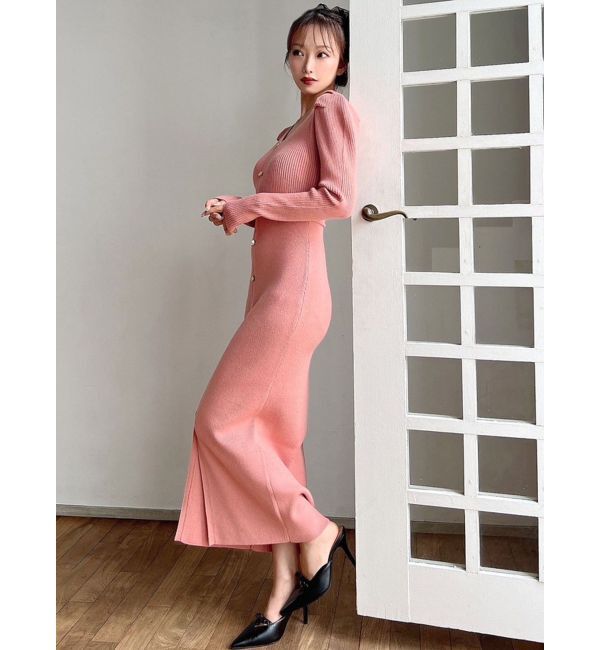 RESEXXY「ゴールドボタンタイトニットワンピース」|ワンピース|