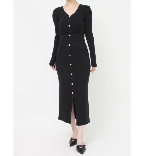 RESEXXY「ゴールドボタンタイトニットワンピース」|ワンピース|