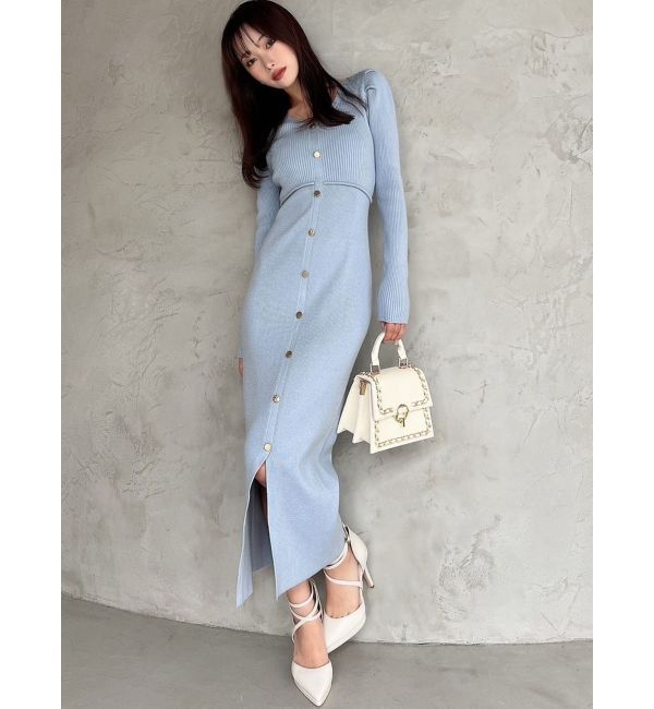 RESEXXY「ゴールドボタンタイトニットワンピース」|ワンピース|