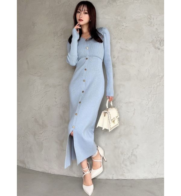 RESEXXY「ゴールドボタンタイトニットワンピース」|ワンピース|